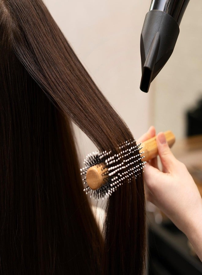 SynHHergyx Mens Round Hair Curling Brush Women Comb Roller for Blow Drying Comb Round Brush Wooden Handle Roller Brushes, Gentle Nylon Bristles (Yellow) - Image 4